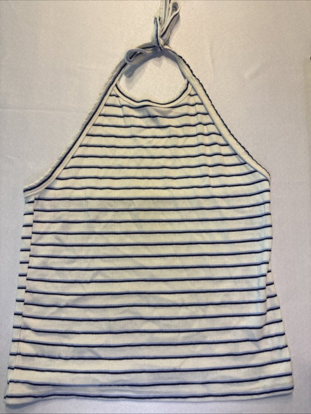 Womens American Eagle Blue and White Striped Halter Neck Tank Top - Size Small